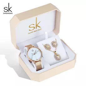 SK Jewelry Lady Set- Watch, Necklace & Earrings