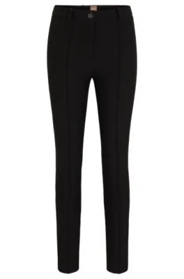 Slim-fit pants in stretch fabric with pintuck pleats