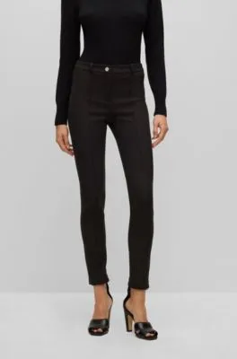 Slim-fit pants in stretch fabric with pintuck pleats