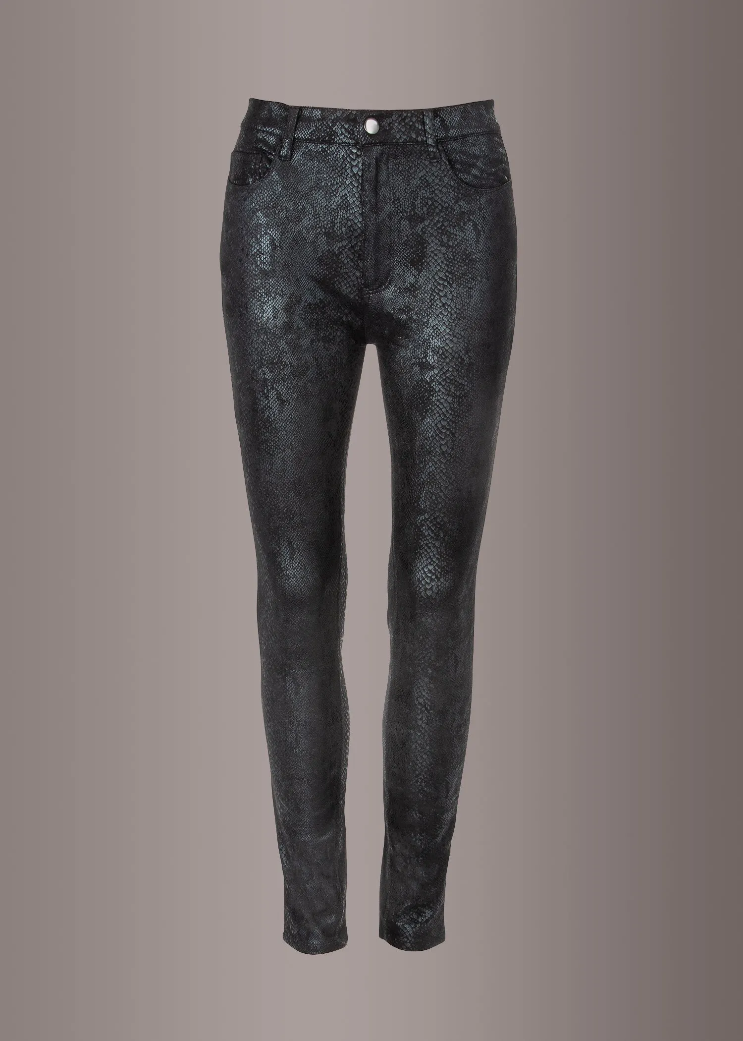 Slither Black Skinny Fit Faux Leather Snakeskin Pants