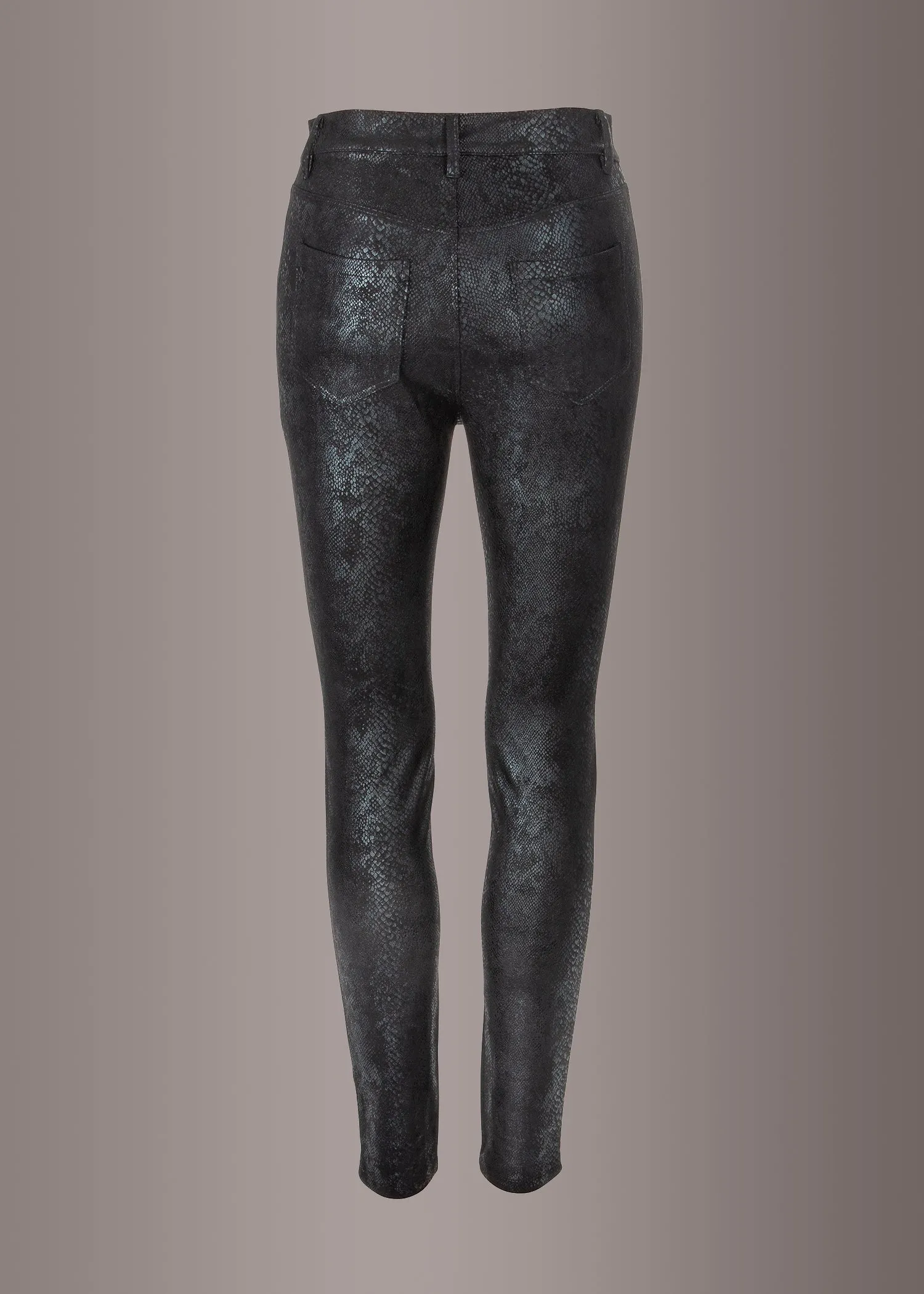 Slither Black Skinny Fit Faux Leather Snakeskin Pants