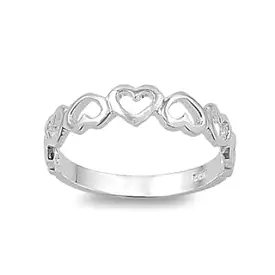 Sterling Silver Alternate Multiple Upside Down Heart Ring