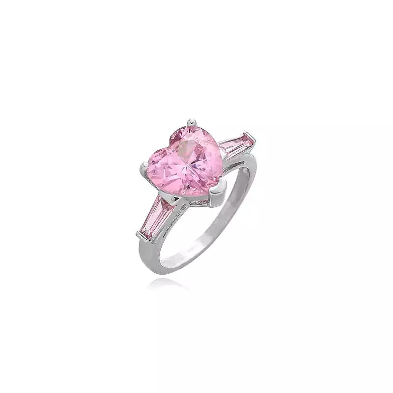 Sterling Silver Pink Paris Heart Ring MK18734