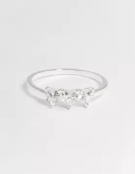 Sterling Silver Trio Heart Ring