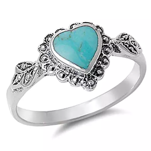 Sterling Silver Turquoise Heart Ring