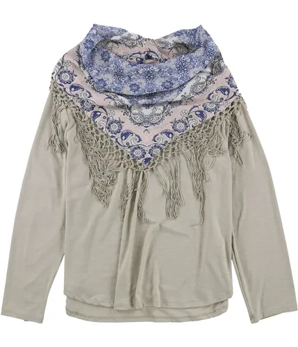 Style & Co. Womens Fringed Scarf Pullover Blouse