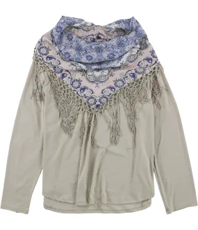 Style & Co. Womens Fringed Scarf Pullover Blouse