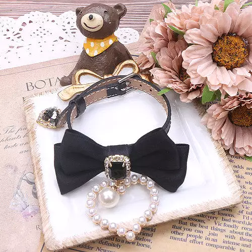 Sweet Princess Style Cute Pink Black Bow Heart Necklace ON642