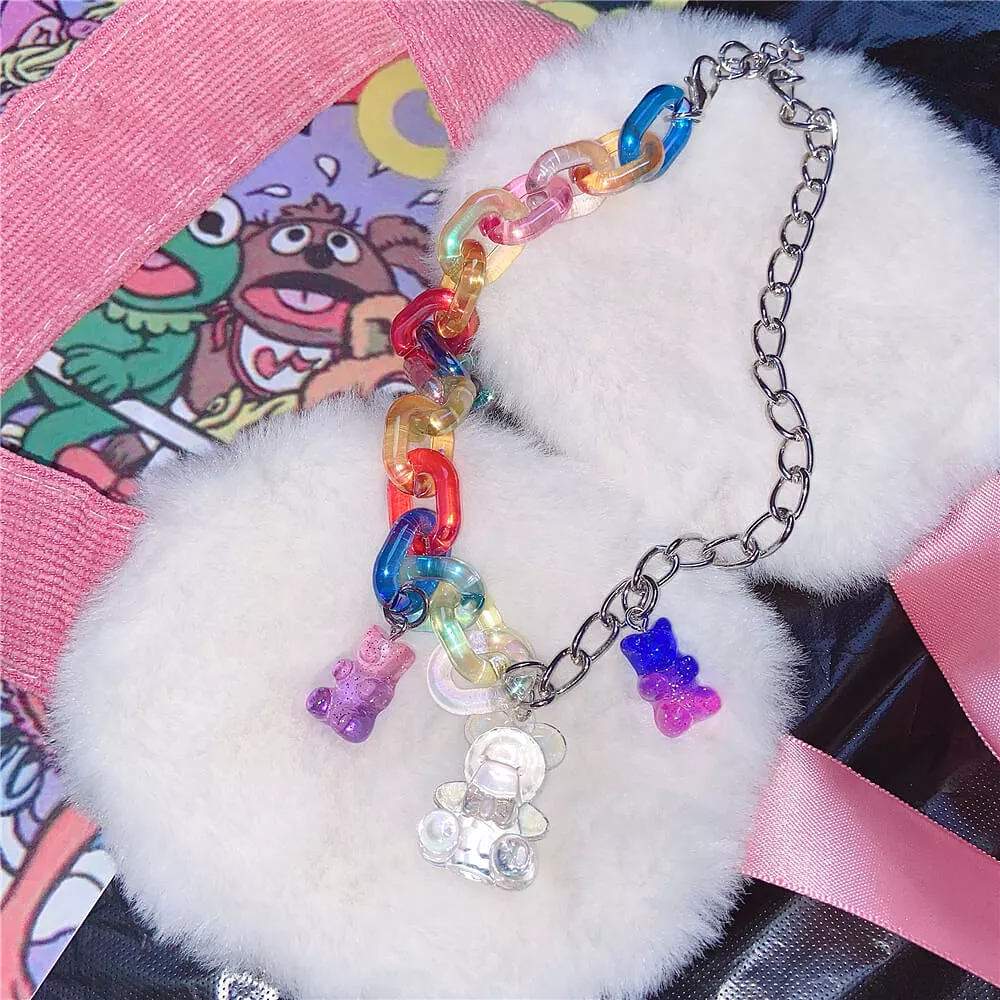 Teddy bear jelly Necklace collar by52044