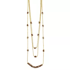 Three Beaded Layers Necklace in Coffee & Cream