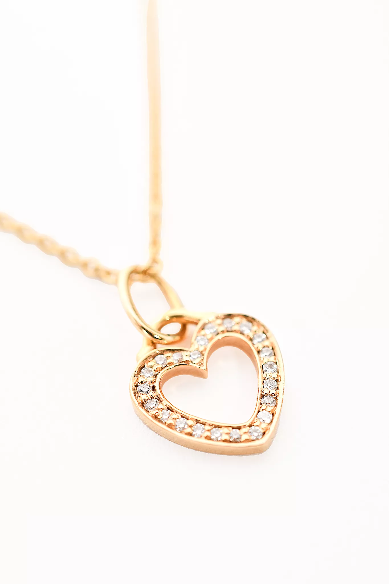 Tiffany & Co. 18K Gold Mini Pave Diamonds Heart Necklace