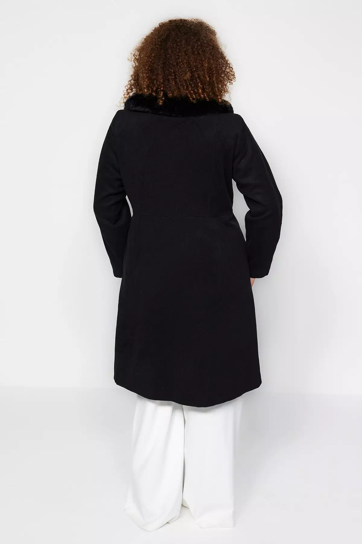 Trendyol Plus Size Fur Collar Coat