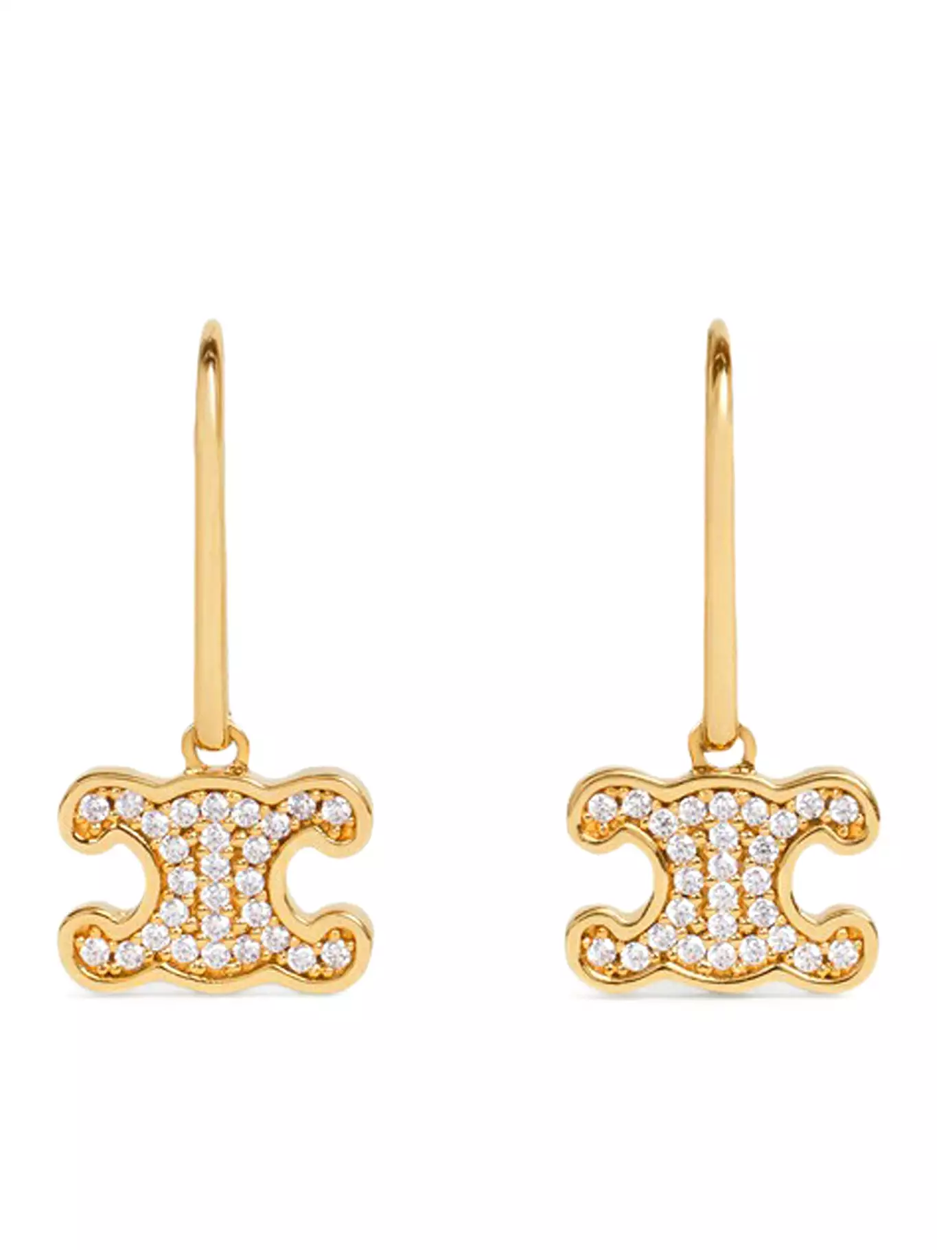 TRIOMPHE EARRINGS WITH BRASS RHINESTONES WITH GOLD FINISH AND GOLD CRYSTALS