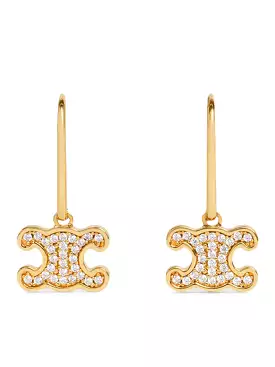 TRIOMPHE EARRINGS WITH BRASS RHINESTONES WITH GOLD FINISH AND GOLD CRYSTALS