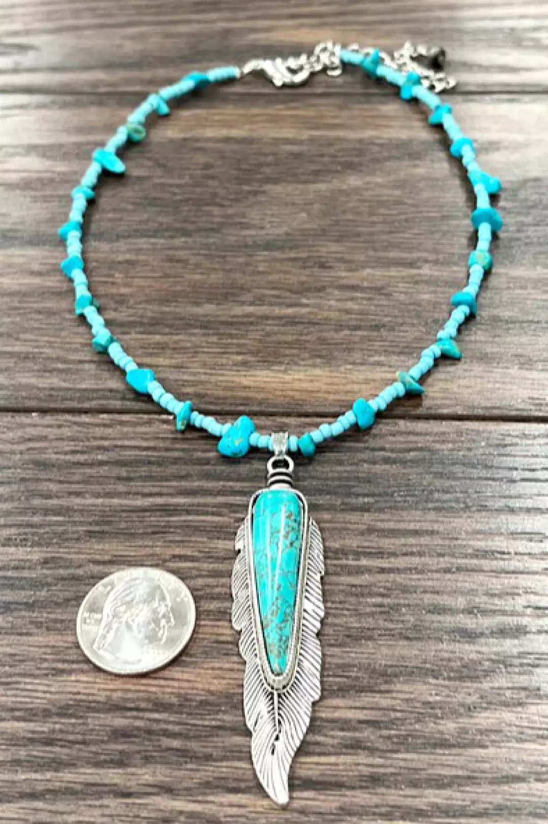 Turquoise Feather Necklace