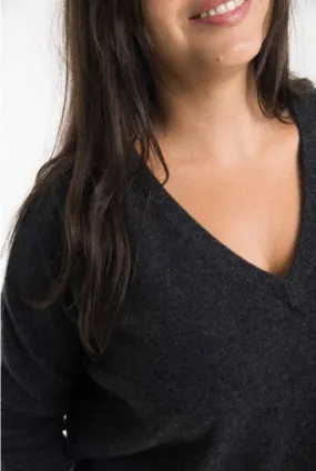 V-Neck Cashmere Sweater - Anthracite