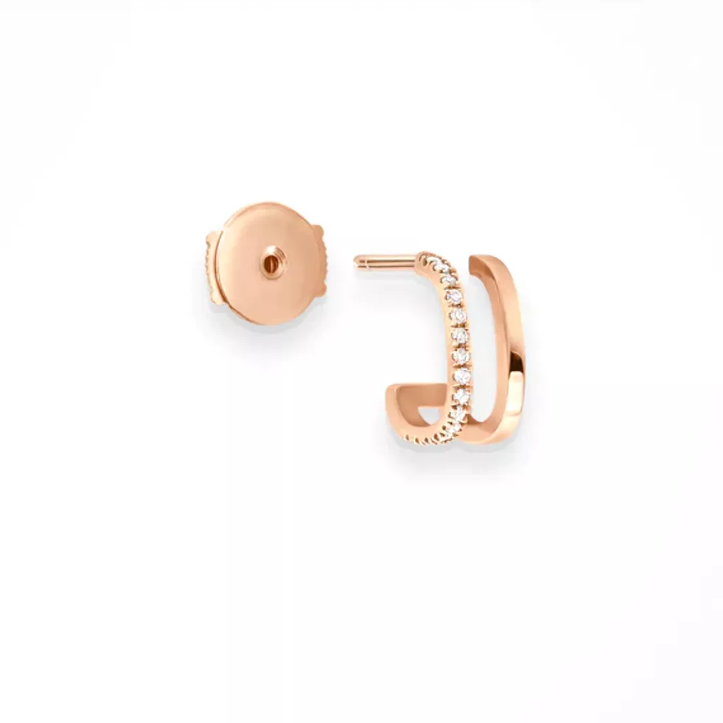 Vanrycke Charlie Rose Gold Double Earrings with Diamonds