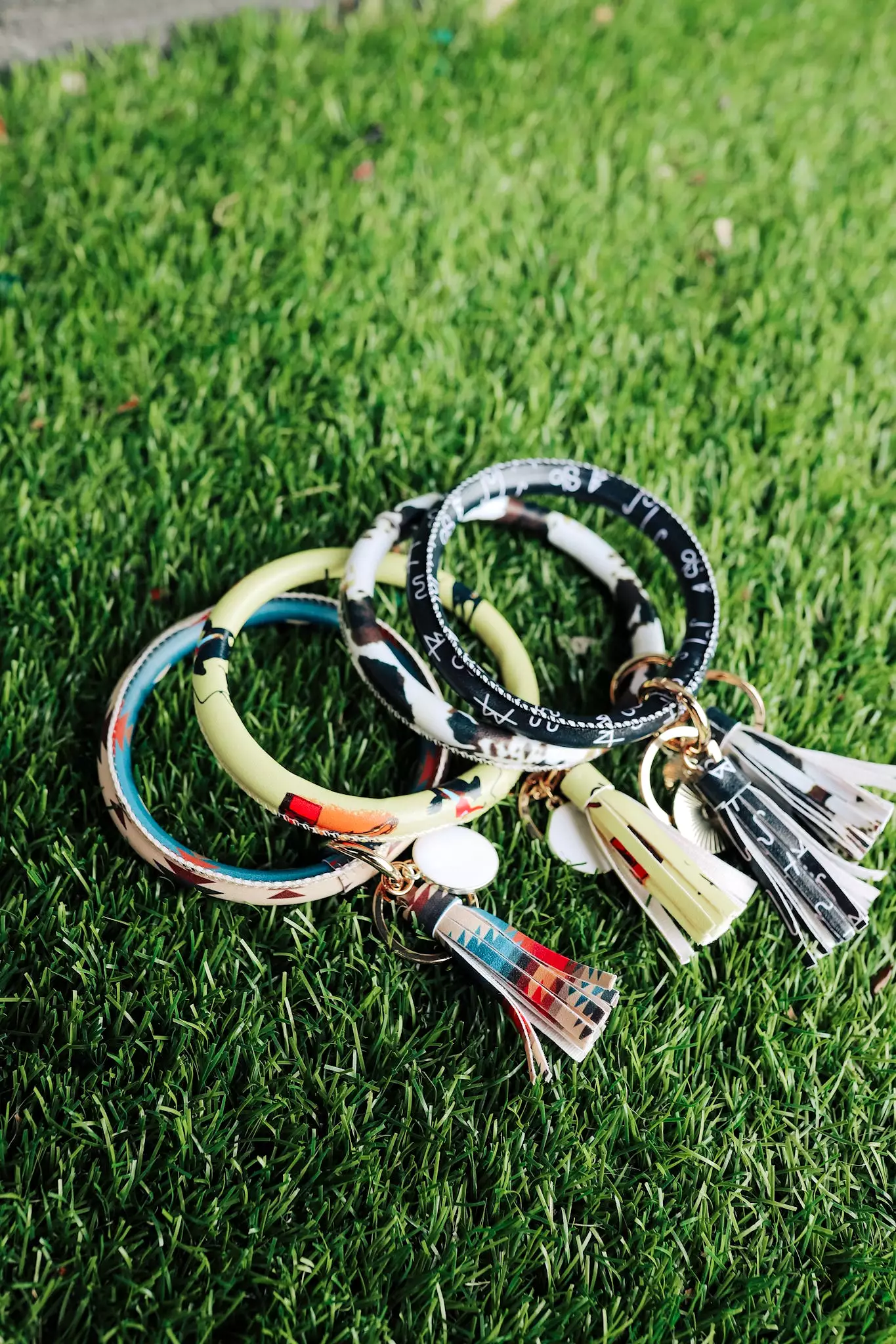 Vintage Cowboy Bangle Bracelet Keyring With Tassel