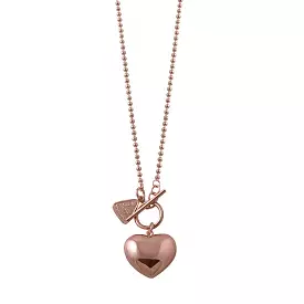 Von Treskow Rose Gold 80cm Ball Chain Puffed Heart Necklace