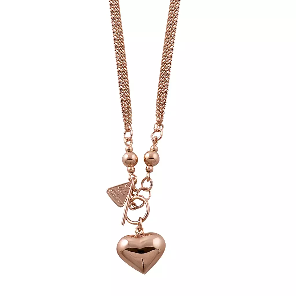 Von Treskow Rose Gold Fine Double Curb Heart Necklace