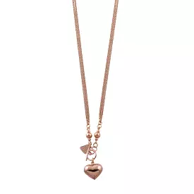 Von Treskow Rose Gold Fine Double Curb Heart Necklace