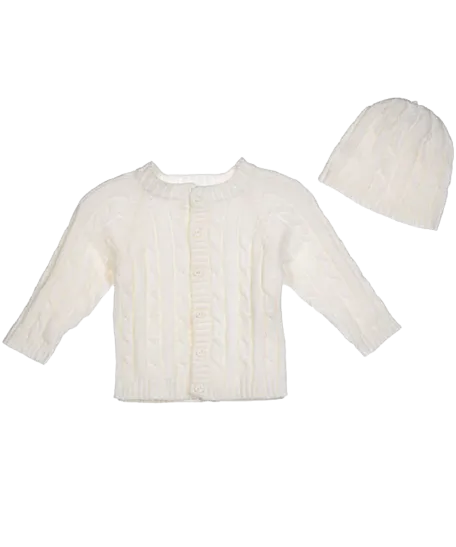 WHITE SWEATER/HAT SET