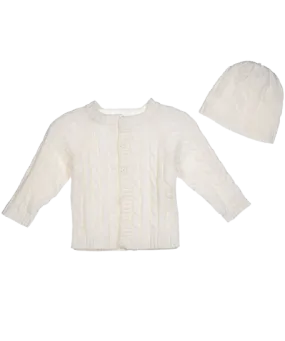 WHITE SWEATER/HAT SET