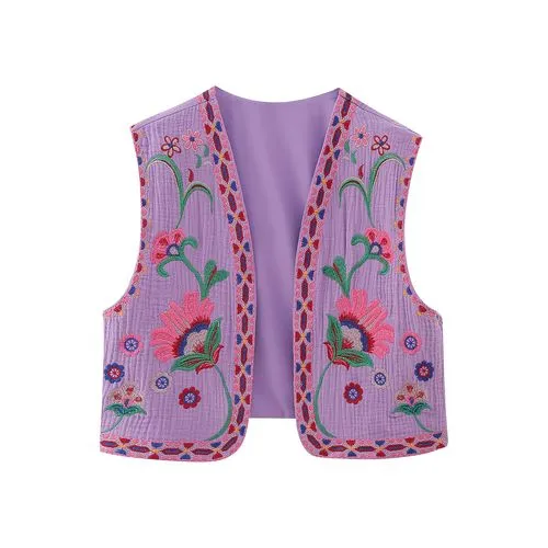 Wind  Independent Station Supply  Spring New Embroidery Cardigan Vest Vest