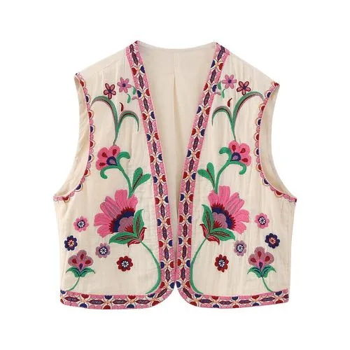 Wind  Independent Station Supply  Spring New Embroidery Cardigan Vest Vest