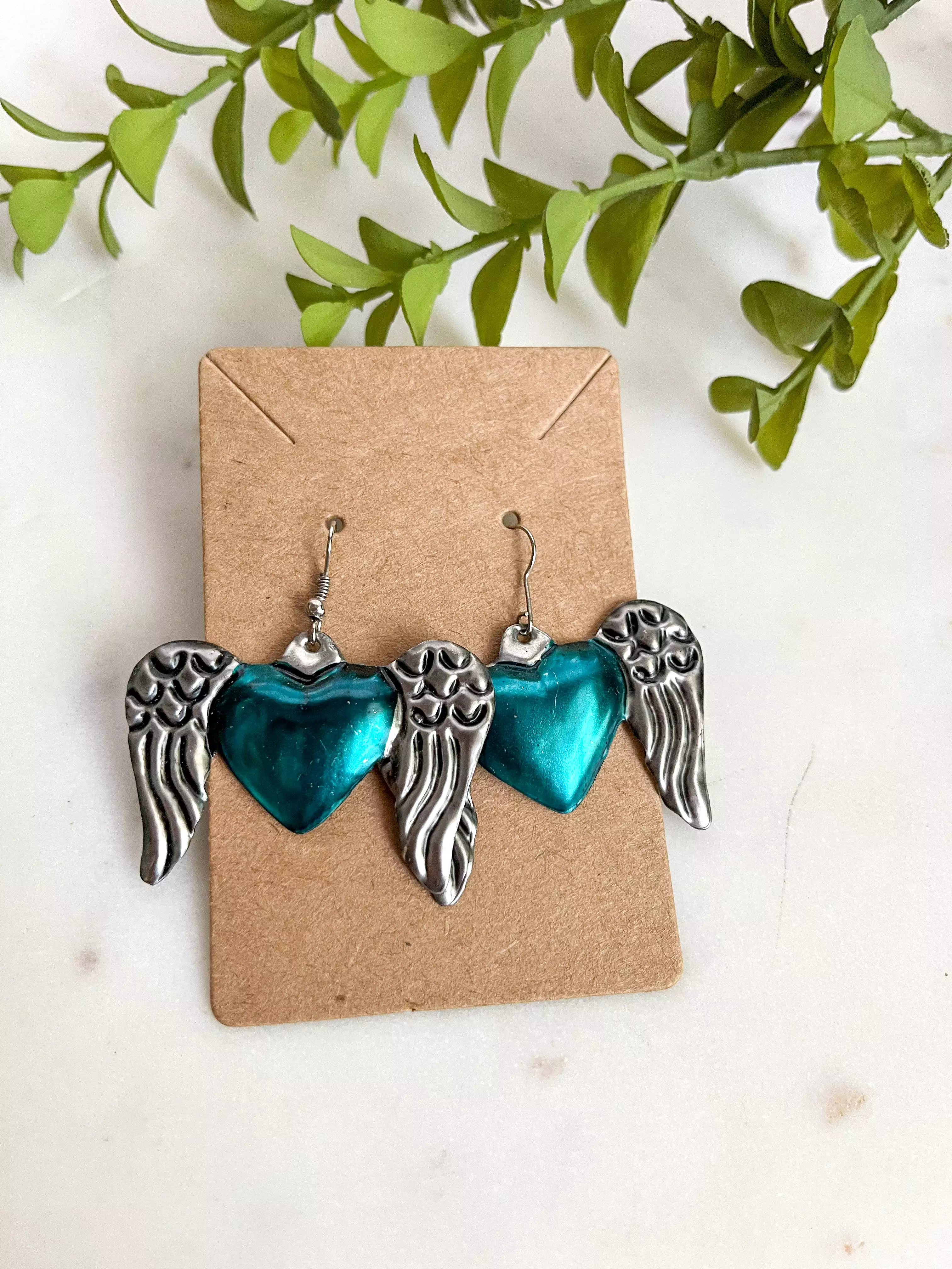 Wing heart earrings