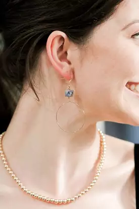 Wire Hoops with Blue Stone