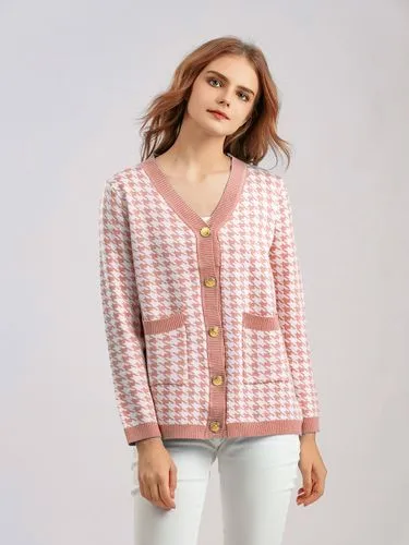 Women's Casual Star Rib-knit Single Breasted Cardigan Sweater