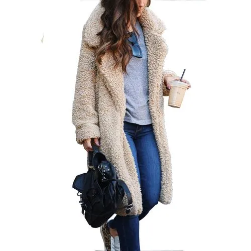 Women's Fashion Solid Color Placket Coat Woolen Coat