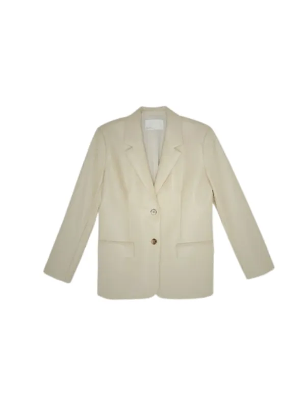 Womens Cream Goatskin Leather Blazer Coat