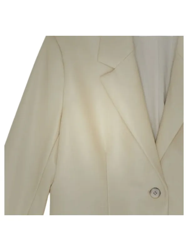 Womens Cream Goatskin Leather Blazer Coat