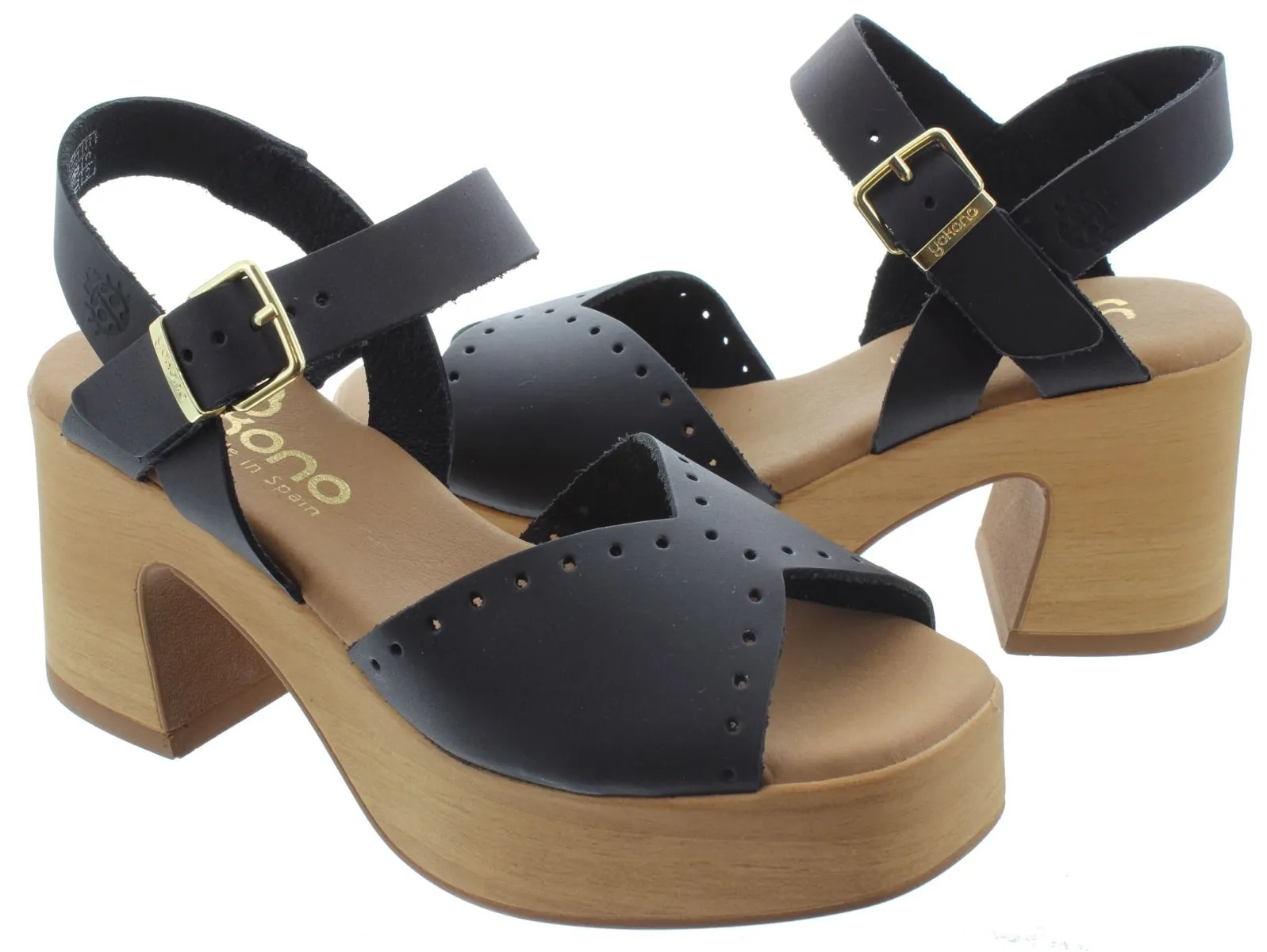 YOKONO Ladies Bonai 002 Heel Sandals In Black