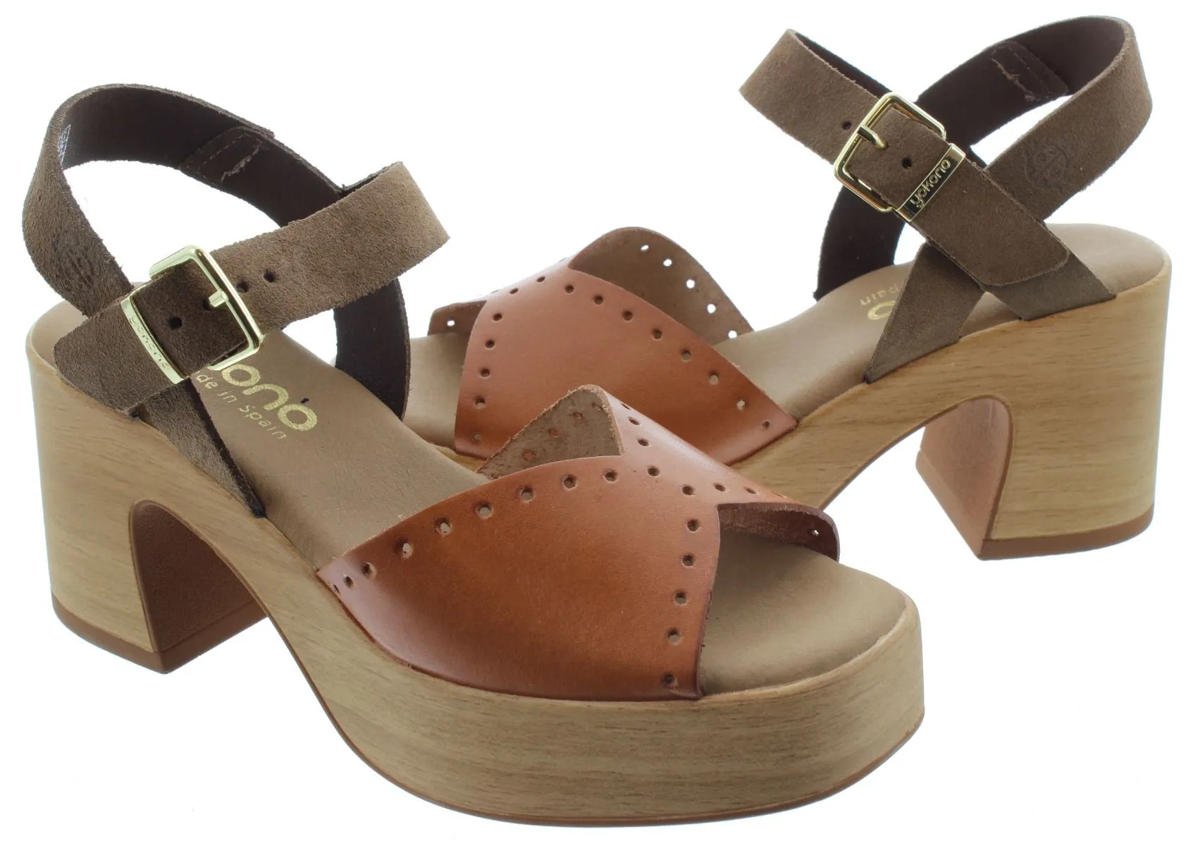 YOKONO Ladies Bonai 002 Heel Sandals In Tan