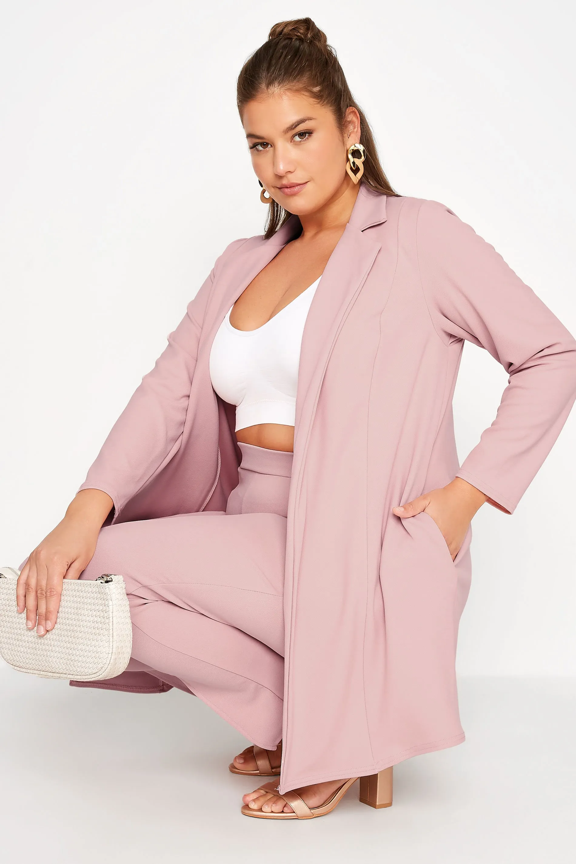 YOURS Curve Dusky Pink Longline Blazer