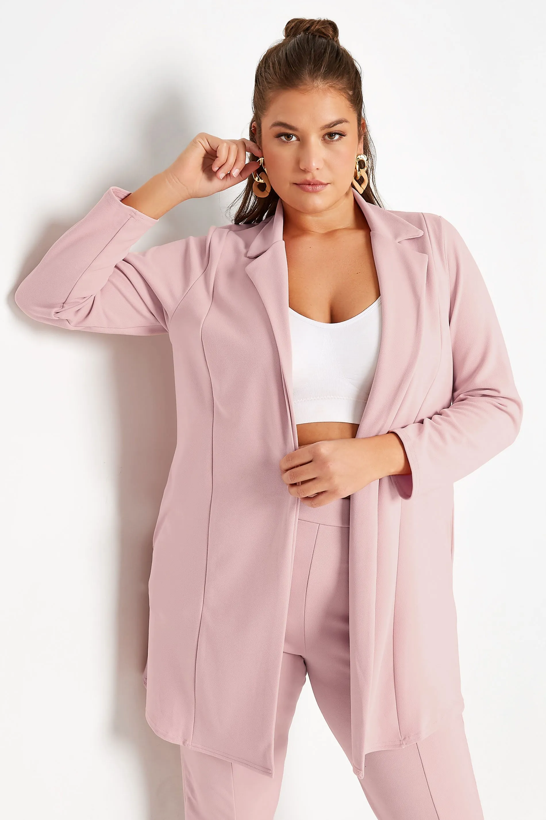 YOURS Curve Dusky Pink Longline Blazer