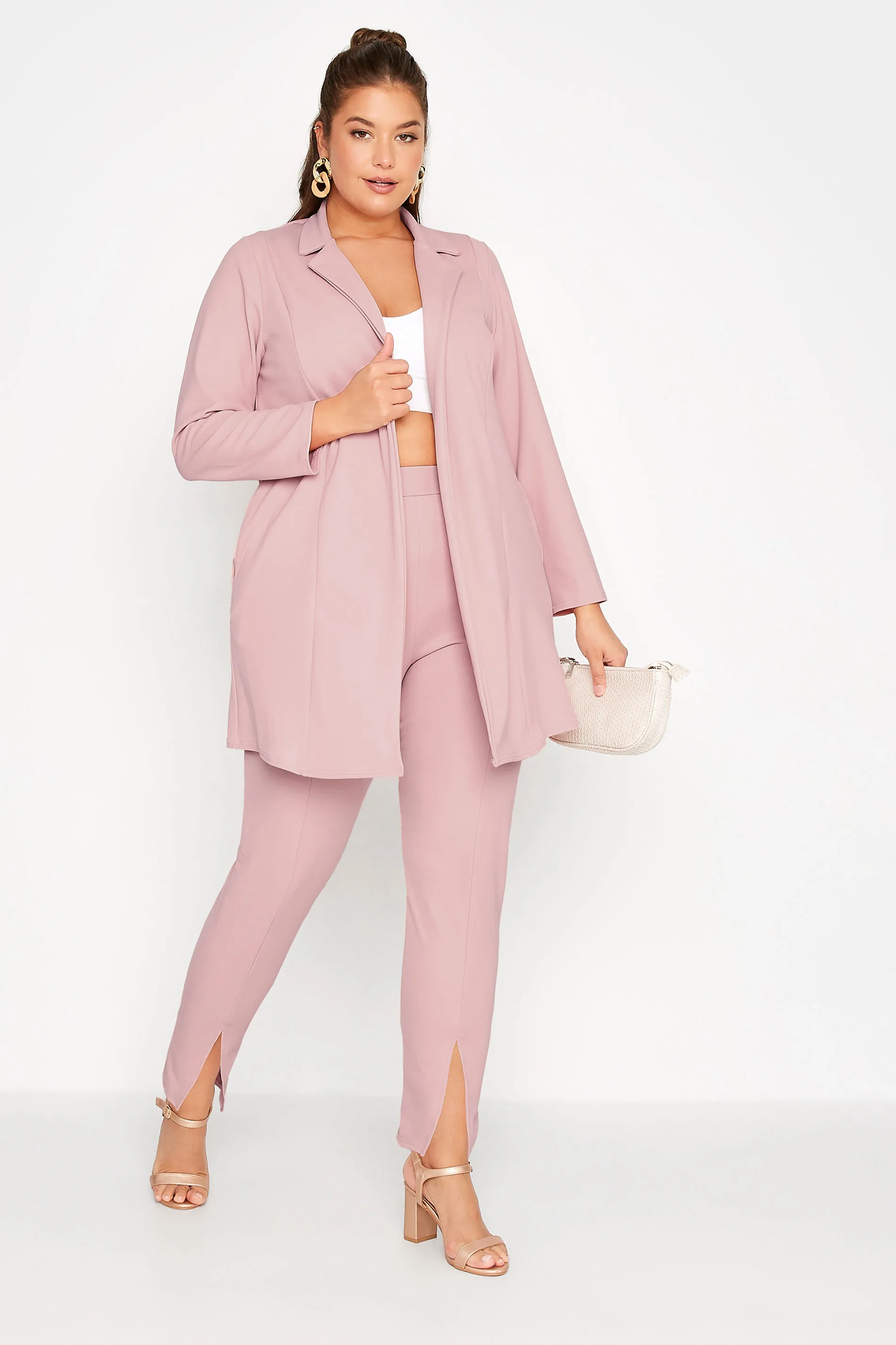 YOURS Curve Dusky Pink Longline Blazer