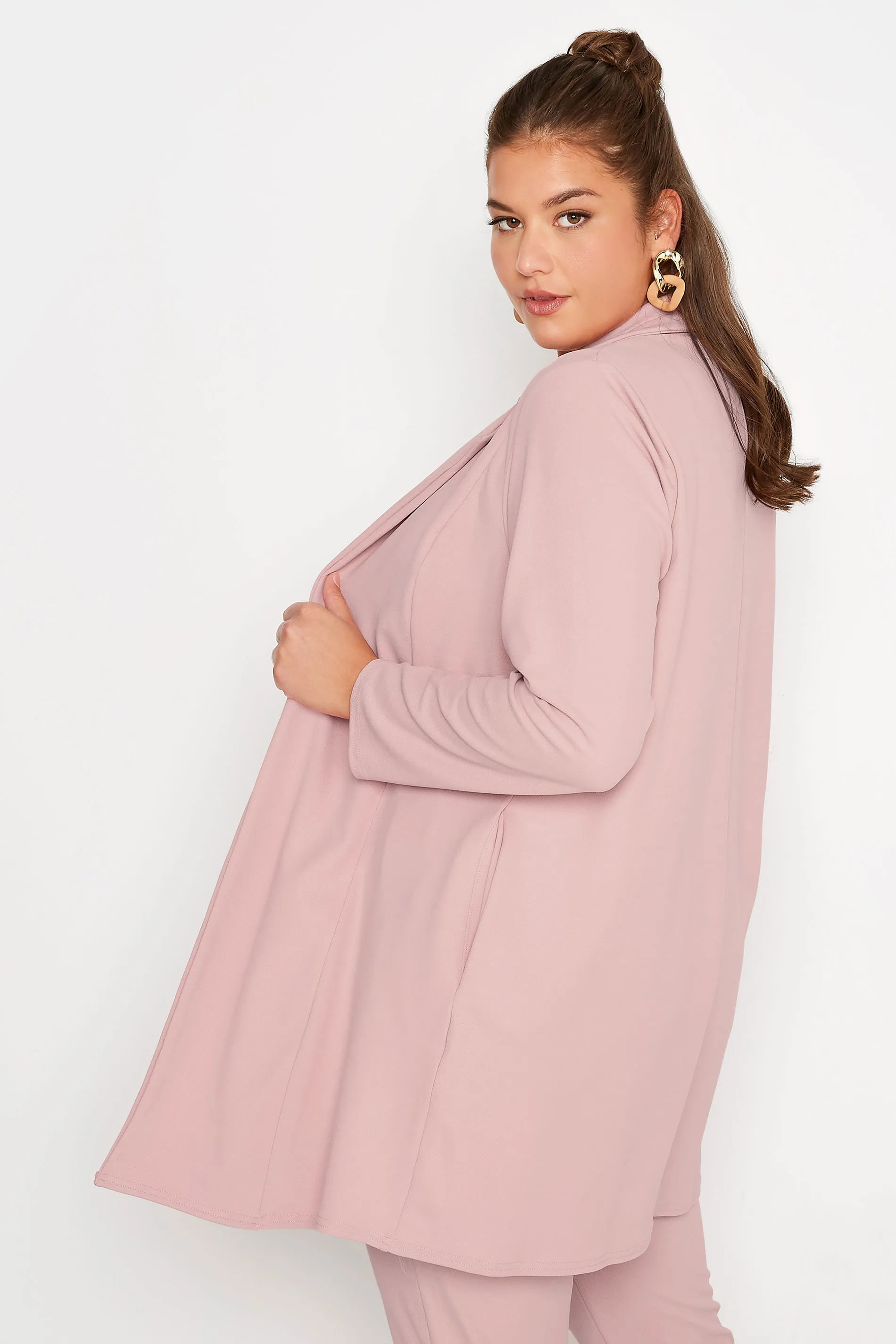 YOURS Curve Dusky Pink Longline Blazer