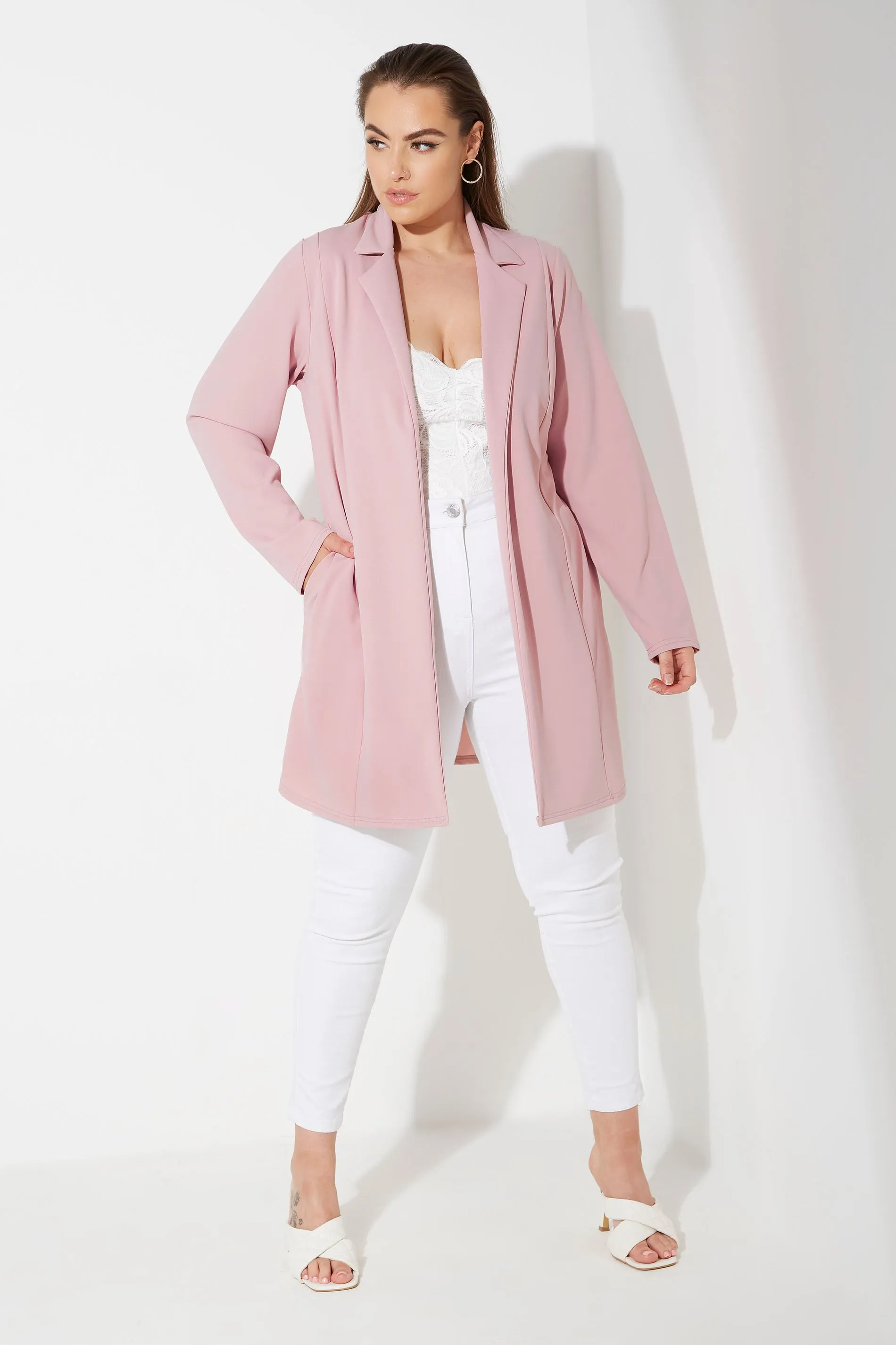 YOURS Curve Dusky Pink Longline Blazer